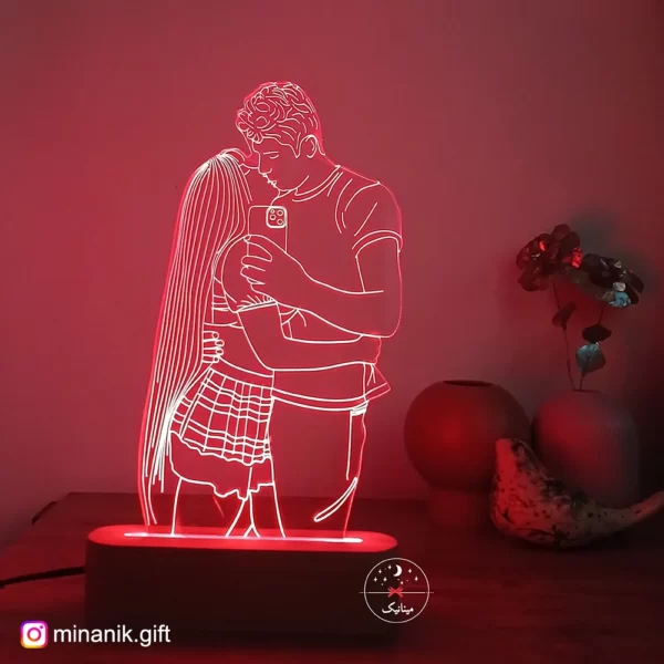 لاین آرت چهره، حکاکی عکس روی چراغ خواب
